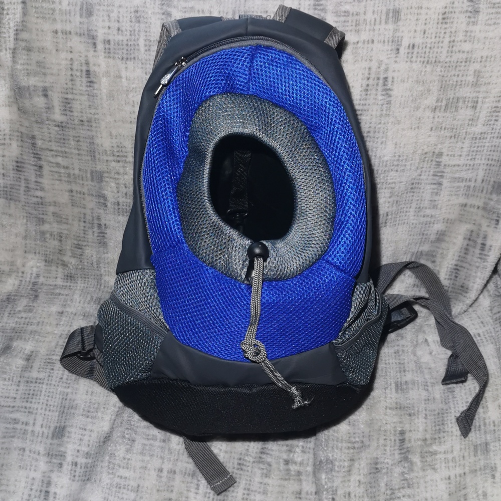 Small Dog pet Backpack knapsack carry bag blue grey gray black BK New NWT
